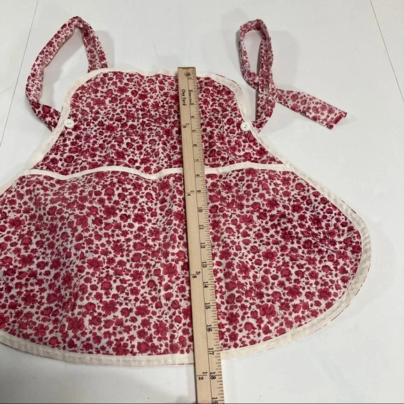 Vintage Handmade Half Apron Waist Red/Pink Floral Tie Waist - Picture 3 of 3